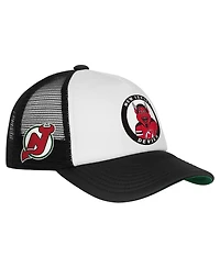 Mitchell & Ness Big Boys and Girls White New Jersey Devils Mascot Adjustable Trucker Hat