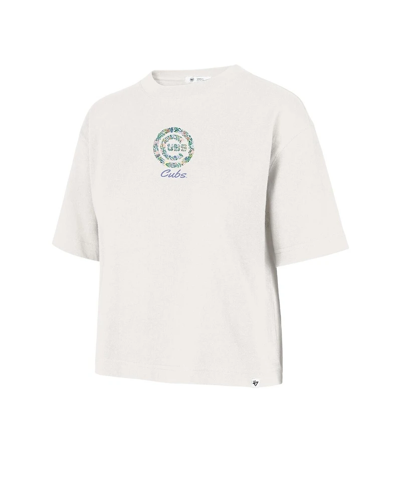 '47 Brand Women's Natural Chicago Cubs Full Bloom Cropped T-Shirt