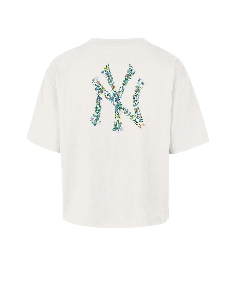 '47 Brand Women's Natural New York Yankees Full Bloom Cropped T-Shirt