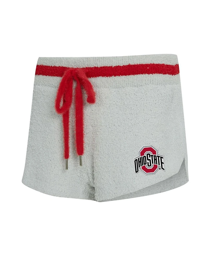 Concepts Sport Women's 2-Piece Gray/Scarlet Ohio State Buckeyes Whitley Long Sleeve Hoodie Top and Shorts Set