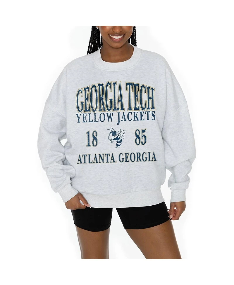 Gameday Couture Women's Ash Georgia Tech Yellow Jackets Premium Fleece Pullover Sweatshirt