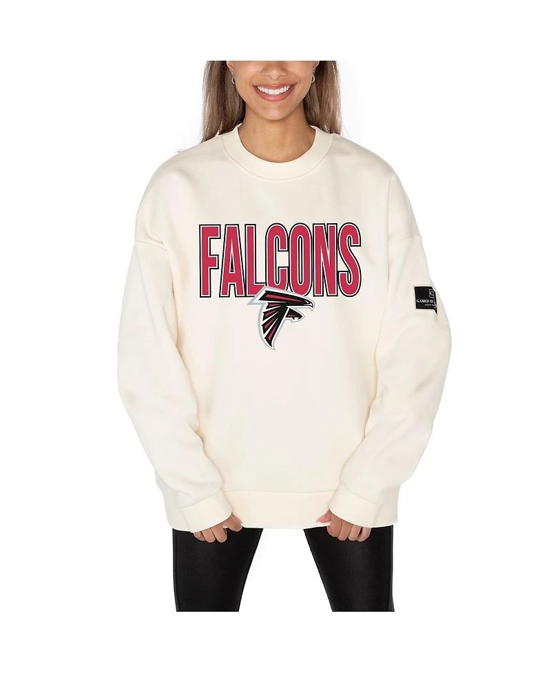 Gameday Couture Women's Cream Atlanta Falcons Premium Fleece Oversized Drop Shoulder Pullover Sweatshirt
