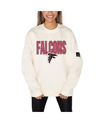 Gameday Couture Women's Cream Atlanta Falcons Premium Fleece Oversized Drop Shoulder Pullover Sweatshirt