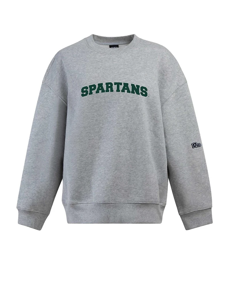 Hype And Vice Women's Heather Gray Michigan State Spartans Offside Pullover Sweatshirt