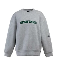 Hype And Vice Women's Heather Gray Michigan State Spartans Offside Pullover Sweatshirt