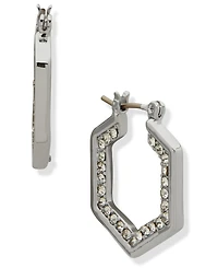 Karl Lagerfeld Paris Glass Stone Pave Hoop Earrings