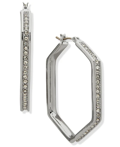Karl Lagerfeld Paris Glass Stone Pave Hoop Earrings
