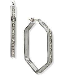 Karl Lagerfeld Paris Glass Stone Pave Hoop Earrings