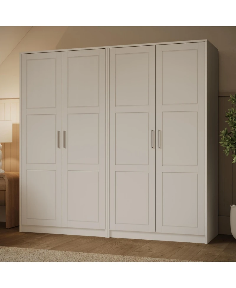 Palace Imports 100% Solid Wood Urban 4-Door Wardrobe with Raised Panel Doors