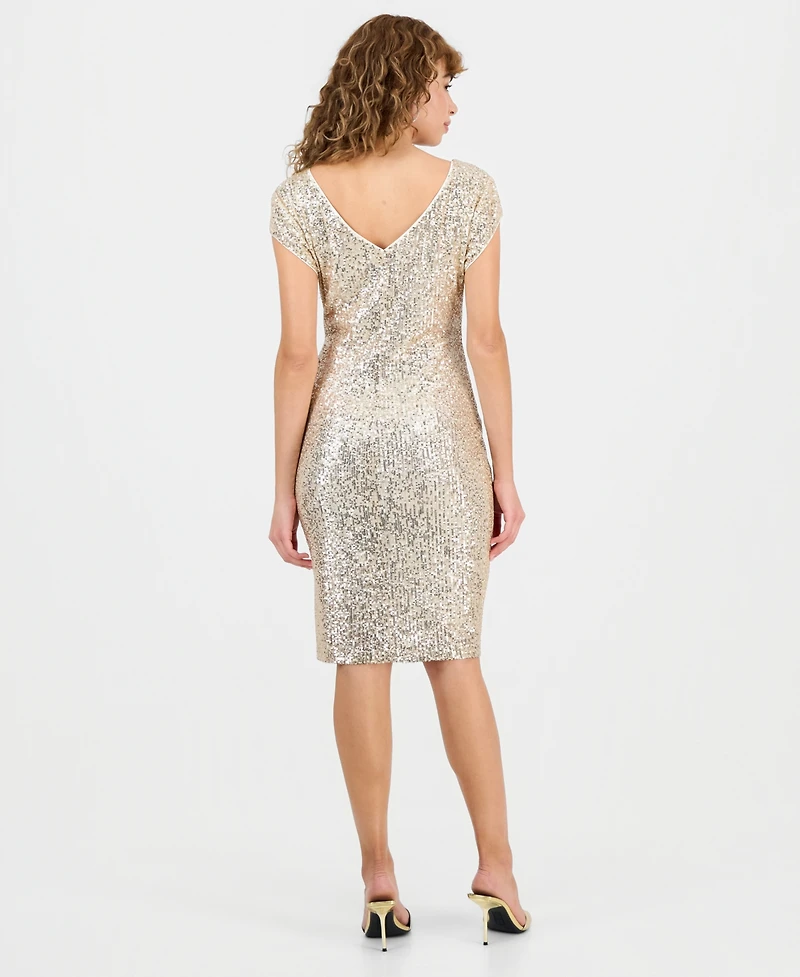 Connected Women's Sequin Cutout Cap Sleeve Sheath Dress