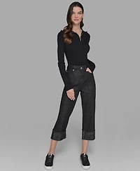 Karl Lagerfeld Paris Women's Crystal Cuff Jeans