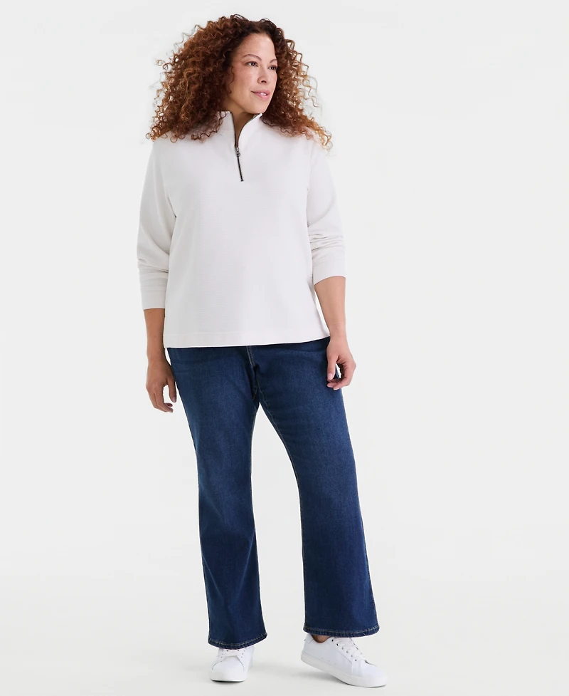 Style & Co Plus Corded Knit Mock Neck Sweatshirt, Macy's Exclusive