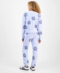 Hippie Rose Juniors Floral Teddy Knit Tank Cardigan Set Floral Teddy Knit Jogger Pants