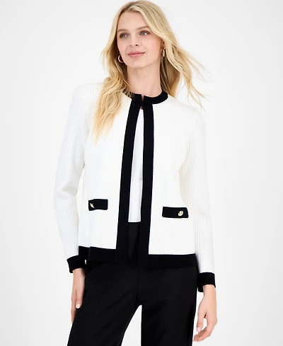 Kasper Women's Waffle-Knit Kissing-Front Jacket, Regular & Petite