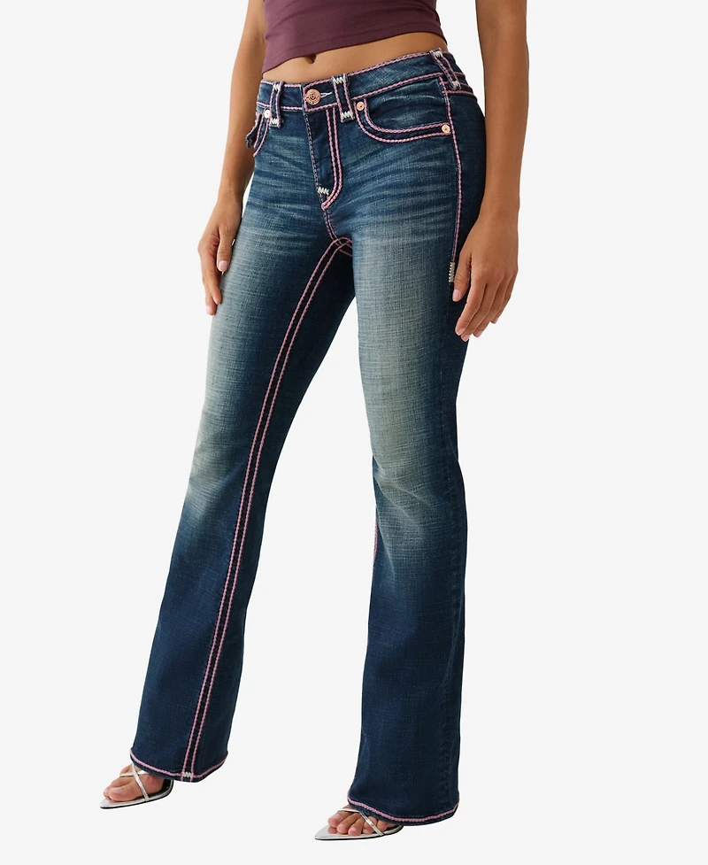 True Religion Women's Becca Bootcut Rope Stitch Flap Jeans