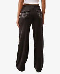 True Religion Women's Crystal Velour Straight Leg Pants