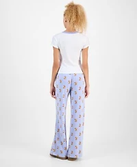 Just Polly Juniors Puppy Print T Shirt Puppy Print Striped Drawstring Pants