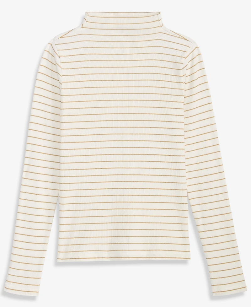 On 34th Women's Knit Long-Sleeve Mock-Neck Lurex Striped Top, Macy's Exclusive