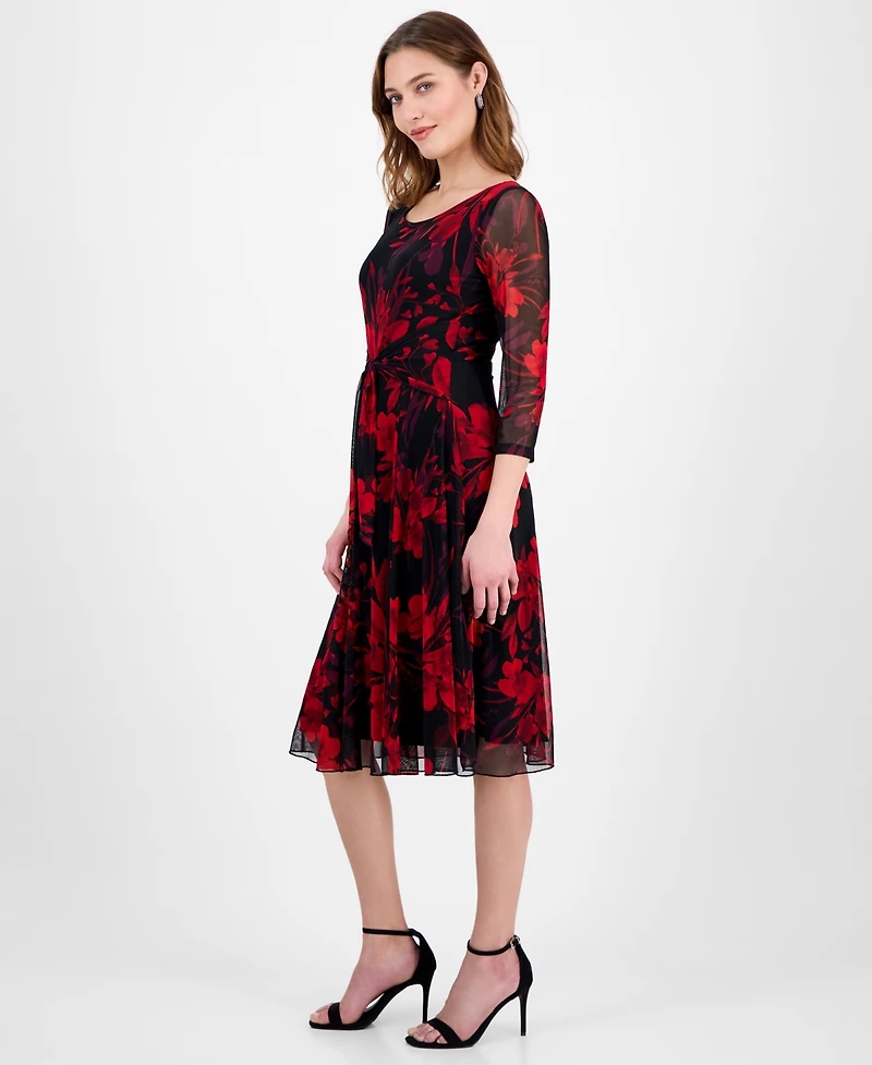 Connected Women's Printed Mesh A-Line Dress