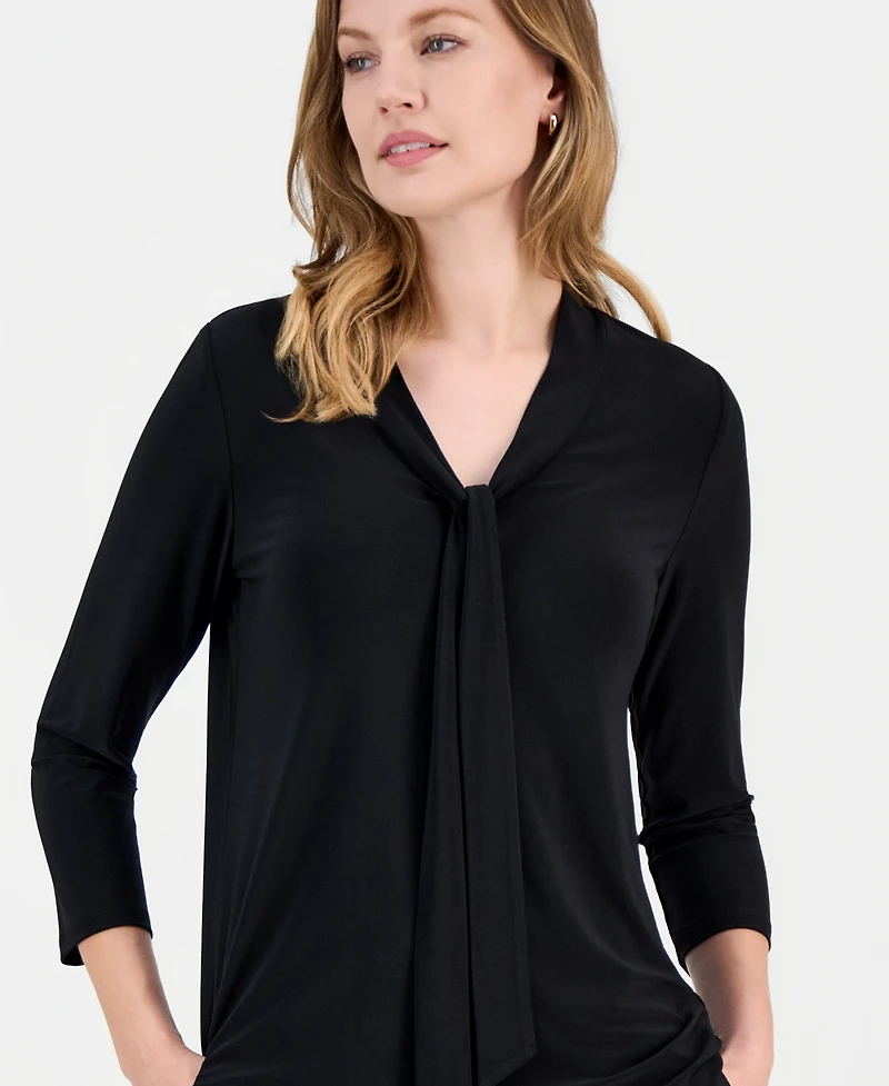 Kasper Women's 3/4-Sleeve Tie-Neck Top