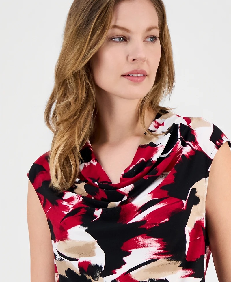 Kasper Women's Printed Cap-Sleeve Blouse