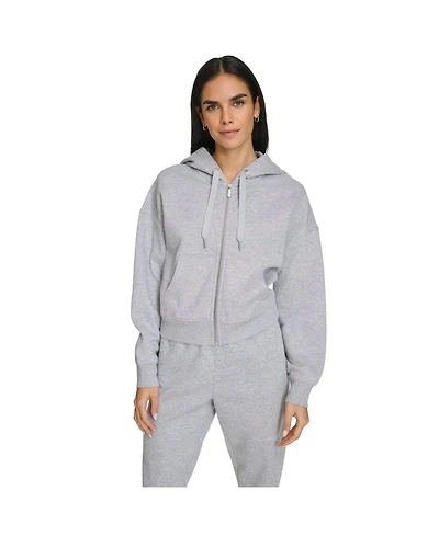Calvin Klein Women's Fleece Crop Zip-Front Long-Sleeve Hoodie