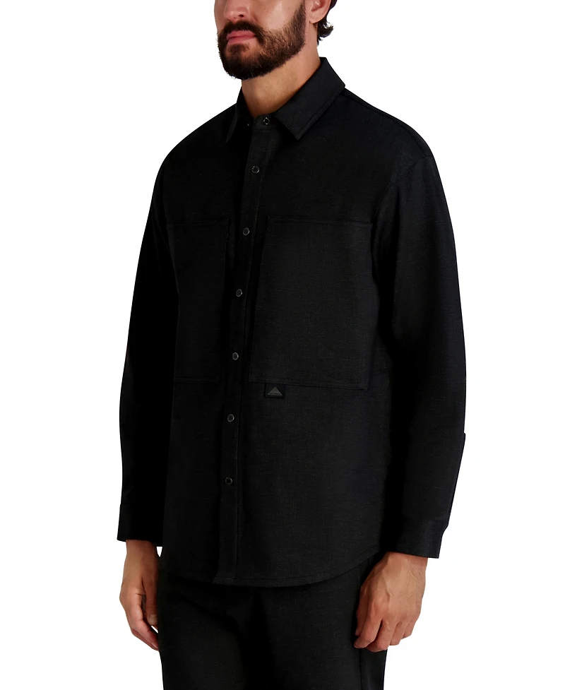 Karl Lagerfeld Paris Men's Houndstooth Pattern Utility Jacket