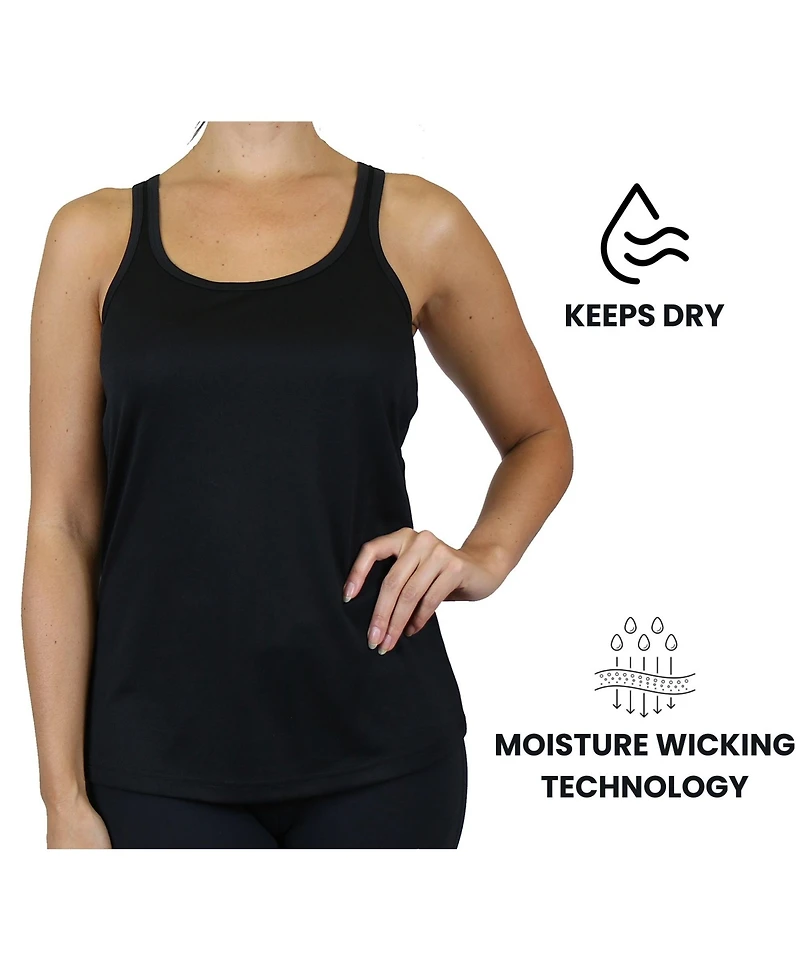 Galaxy By Harvic Women's Moisture Wicking Racerback Tanks-3 Pack