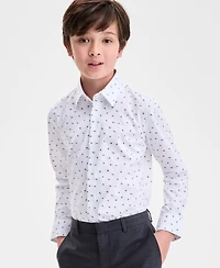 Kenneth Cole Reaction Boys 8R-20R White and Green Planes Classic Shirt