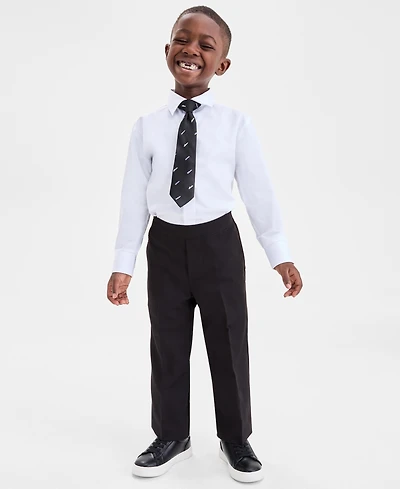 Kenneth Cole Reaction Boys 4T-7 White Shirt, Pants and Black Tie 3-Piece Set