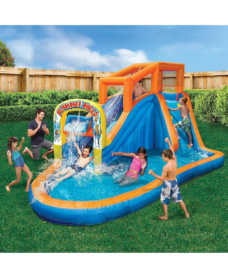 Banzai Plummet Falls Adventure Kids Inflatable Outdoor Water Park Splash Pool