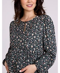 Motherhood Maternity Women's Long Sleeve Empire Waist Keyhole Woven Blouse