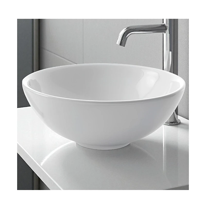 Ceramic Round Bowl Style Vessel Bathroom Sink for Contemporary Vanity Decor