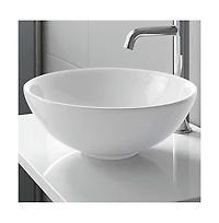 Ceramic Round Bowl Style Vessel Bathroom Sink for Contemporary Vanity Decor