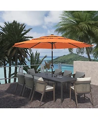 Clihome 3-Tier Patio Umbrella with Led Lights 11ft Outdoor Table Large Pool For Deck, Pool, Garden,