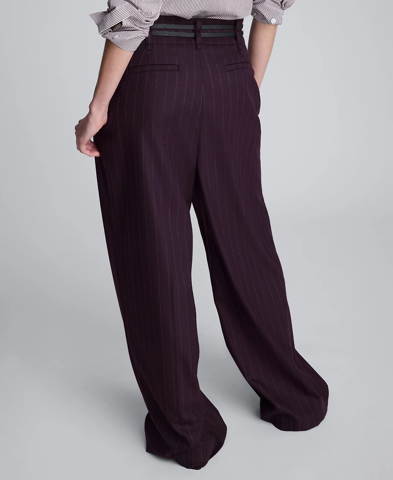 Kenneth Cole Women's Pinstripe High Rise Wide Leg Pants