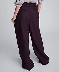 Kenneth Cole Women's Pinstripe High Rise Wide Leg Pants
