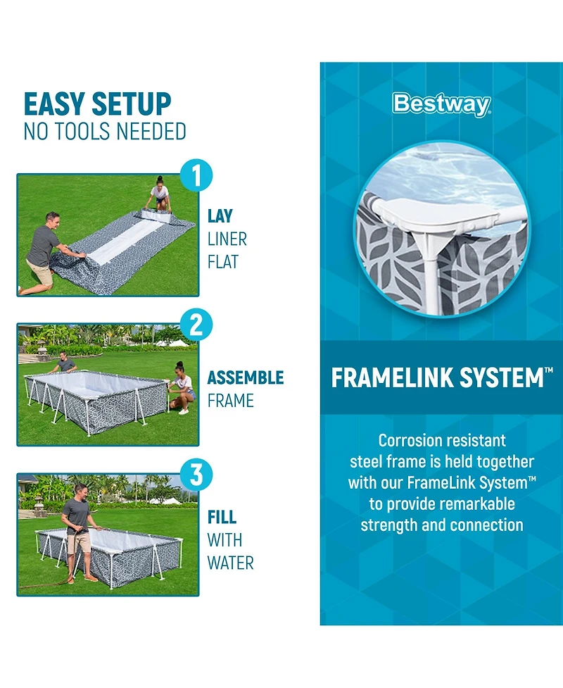 Bestway Steel Pro 12' x 6'7" x 26" Rectangle Above Ground Outdoor Swimming Pool