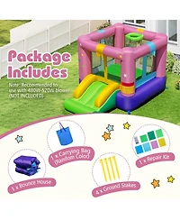 Gymax Inflatable Bounce House Bouncy Castle w/Slide & Basketball Rim Blower Excluded