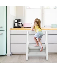 Costway Toddler Step Stool Learning Helper w/Armrest for Kitchen Toilet Potty Training