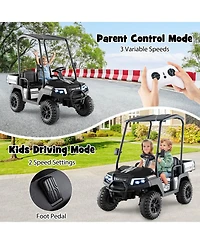 24V 7AH Kids Golf Cart 4WD 2 Seater Ride on Car with Sun Shade & Dump Bed