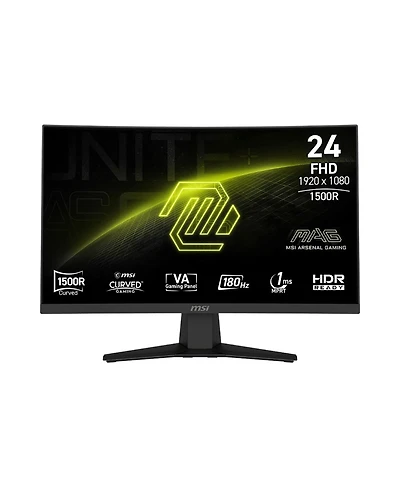 Msi Mag 244C 23.6" 16:9 Full Hd 180Hz Curved Va Led Hdr Gaming Monitor, Metallic Black