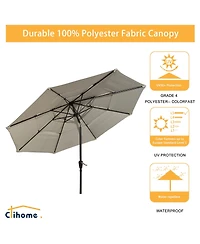 Clihome 3-Tier Patio Umbrella,10ft Outdoor Table Umbrella Large Pool For Deck, Pool, Garden, Patio，Red