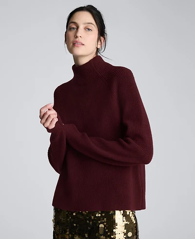 Kenneth Cole Women's Mock Neck Raglan Sweater