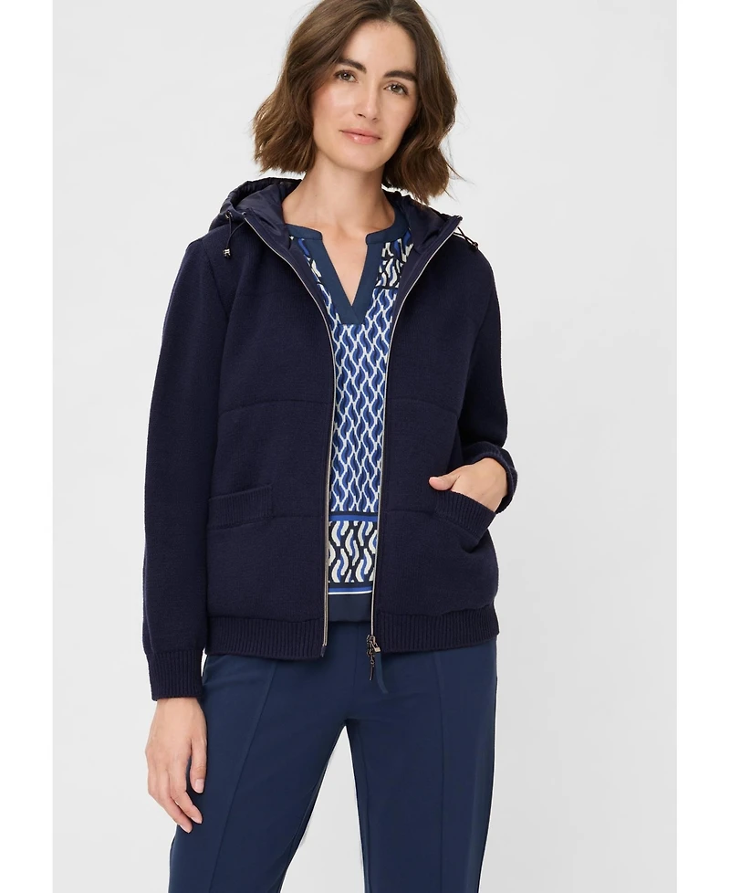 Olsen Women's Heavy Zip Front Hooded Cardigan