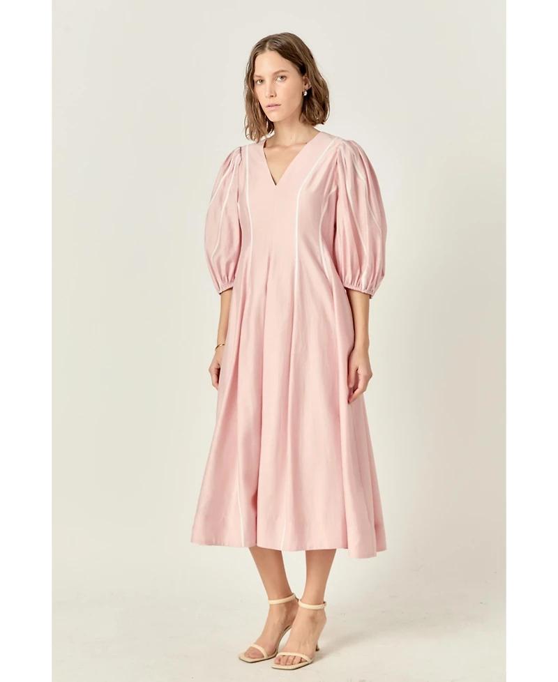 English Factory Women's Contrast Binding Midi Dress