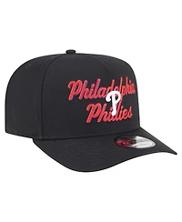 New Era Men's Black Philadelphia Phillies Chainstitch 9FIFTY A-Frame Snapback Hat