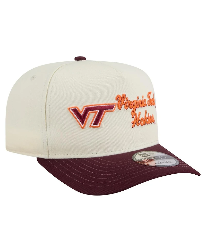 New Era Men's Cream/Maroon Virginia Tech Hokies Vintage Chainstitch 9FIFTY A-Frame Snapback Hat