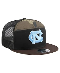 New Era Men's Black/Camo North Carolina Tar Heels Outdoor Wide Panel 9FIFTY Snapback Trucker Hat