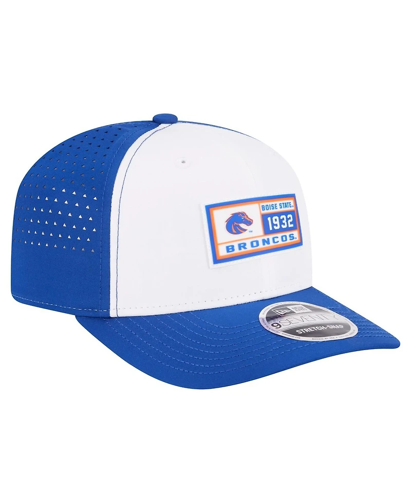 New Era Men's White/Royal Boise State Broncos Perforated Patched 9SEVENTY Adjustable Hat